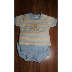 Vintage Health-tex Baby 2 Piece Set Applique Bunny on the Front 6 Months USA
